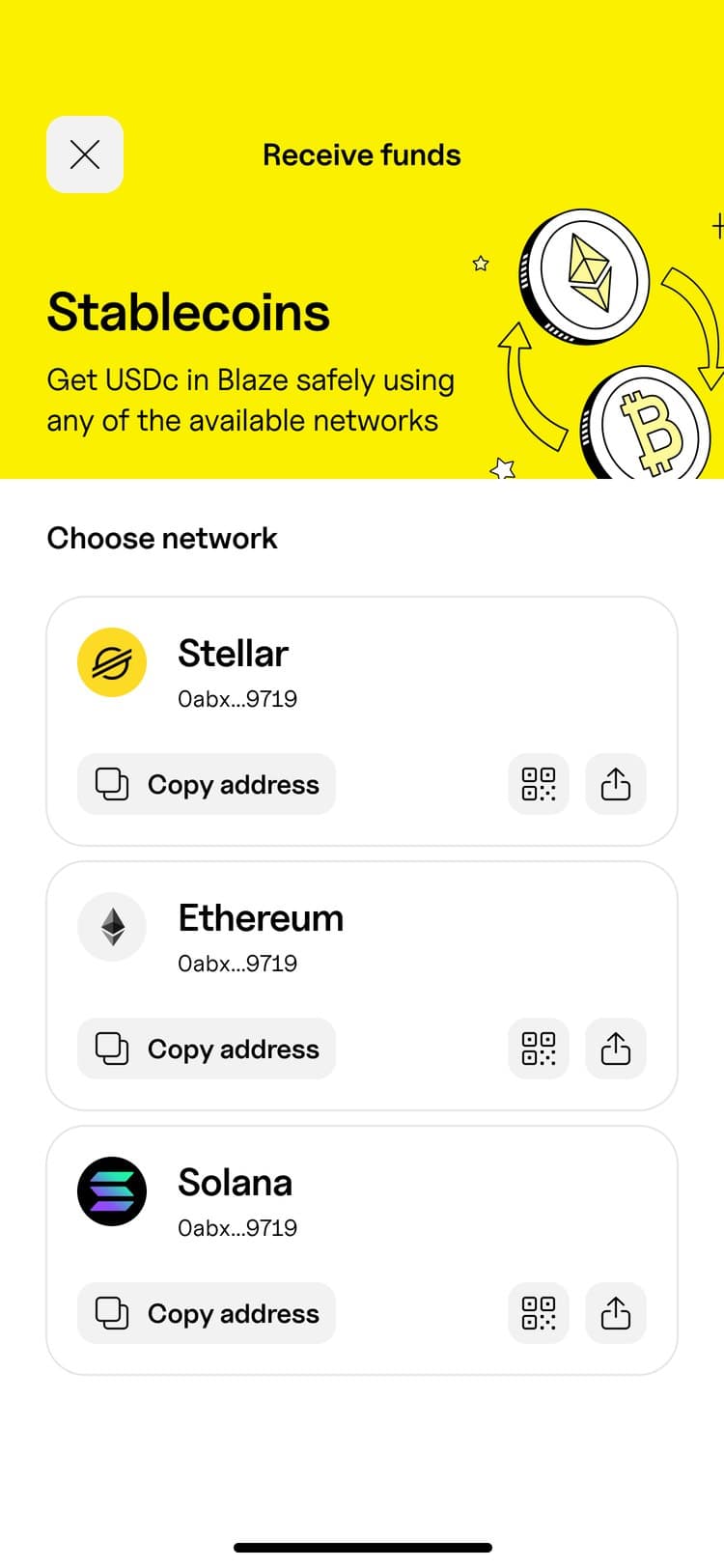 Receiving USDC on Stellar, Ethereum or Solana