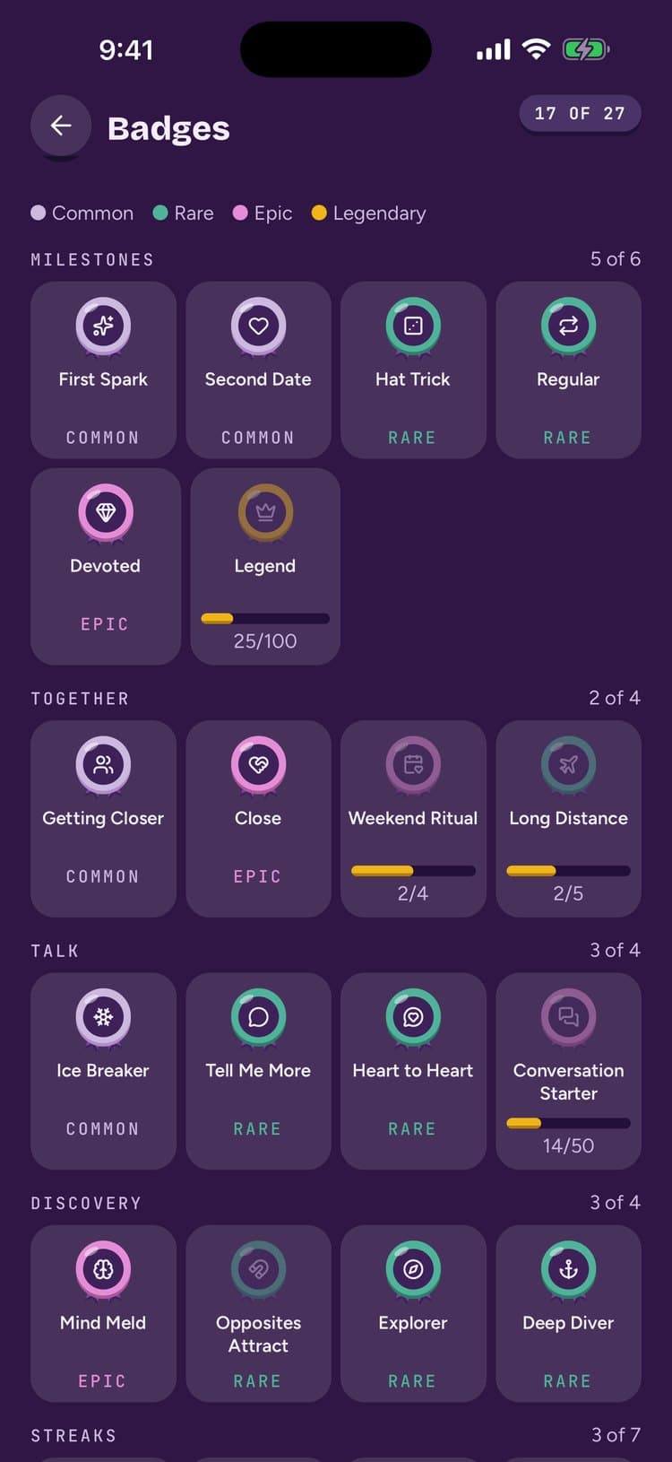 Badges earned together