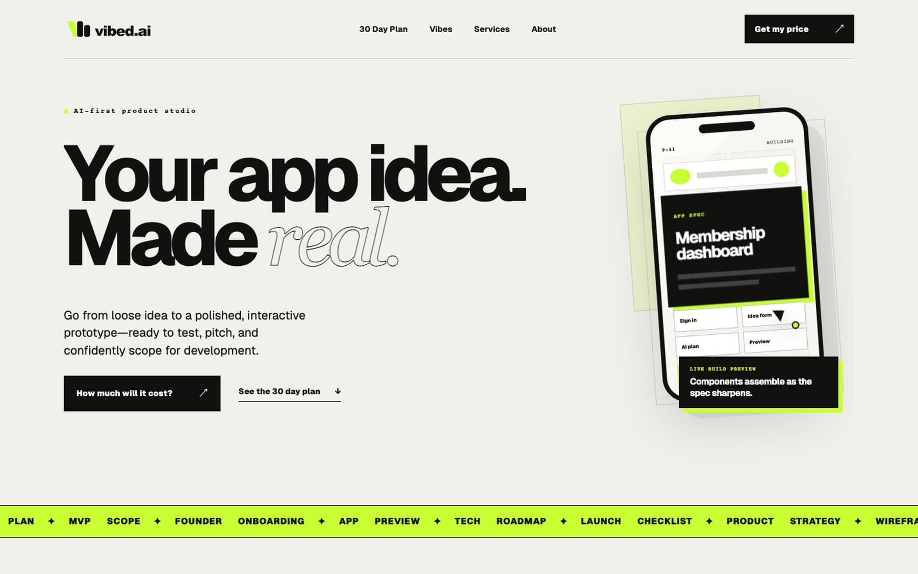 The Vibed landing page